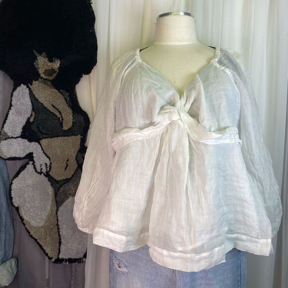 Banana Republic White Blouse with Puff Sleeves - Picture 6 of 12